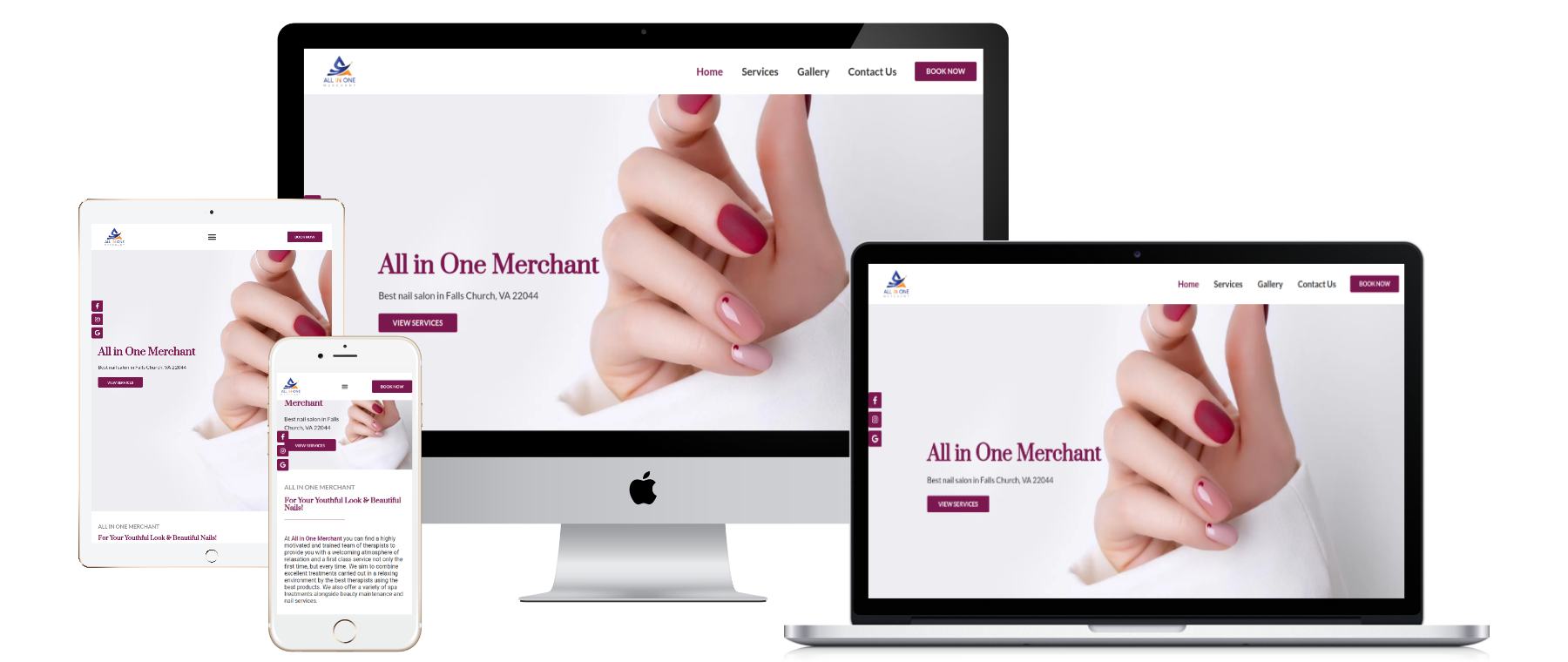 Responsive website mockup for Template A007